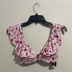 Hot Topic strawberry ruffled triangle swim top